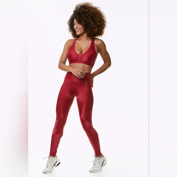 Red Women's Silk-Feel Leggings Fashion - Picture 5 of 5
